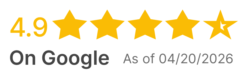 Average review rating on Google - 4.9 as of April 20, 2026